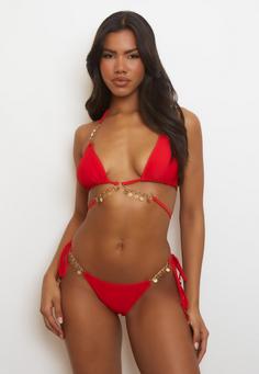Rückansicht von Moda Minx Valentina Coin Waist Wrap Triangle Bikini Oberteil Damen Red