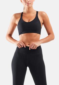 Rückansicht von 2XU Aero Medium Impact Bra Sport-BH Damen black/black