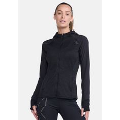 Rückansicht von 2XU Ignition Shield Hooded Mid-Layer Funktionssweatshirt Damen black/black reflective