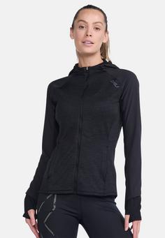 Rückansicht von 2XU Ignition Shield Hooded Mid-Layer Funktionssweatshirt Damen black-black reflective