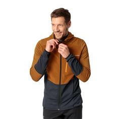 Rückansicht von VAUDE Men's Monviso Hooded Grid Fleece Jacket Outdoorjacke Herren silt brown