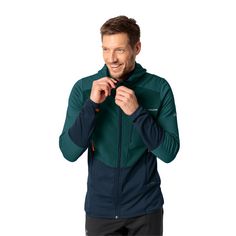 Rückansicht von VAUDE Men's Monviso Hooded Grid Fleece Jacket Outdoorjacke Herren mallard green