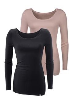 Bench Langarmshirt Langarmshirt Damen rose schwarz
