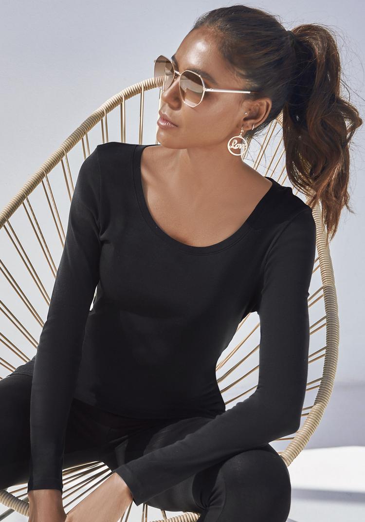 Bench Bench Langarmshirt Langarmshirt Damen - rose - schwarz - 0 | SportScheck