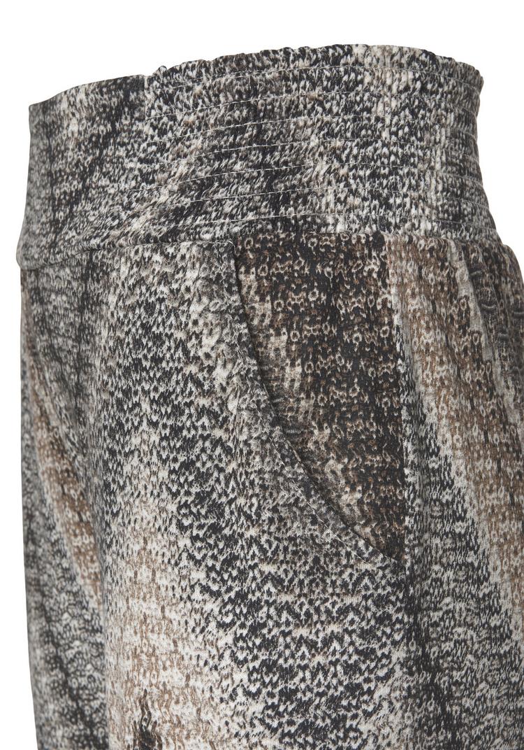 Lascana Lascana Jerseyhose Printhose Damen - schwarz-braun-creme bedruckt - 1 | SportScheck