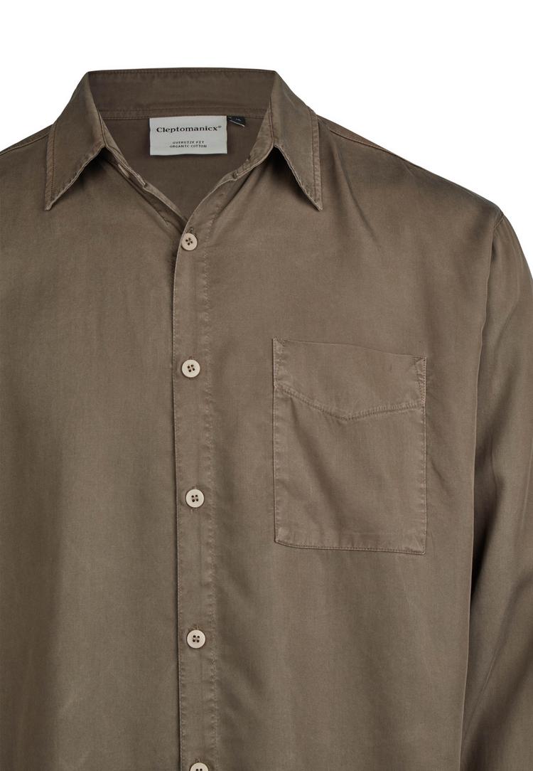 Cleptomanicx Cleptomanicx Easy Langarmhemd Herren - Shitake - 3 | SportScheck