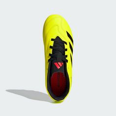 Rückansicht von adidas Predator 24 Club FxG Fußballschuh Fußballschuhe Kinder Team Solar Yellow 2 / Core Black / Solar Red