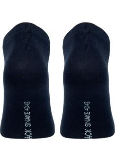 Rückansicht von Black Snake 3 Pack Sneaker Socken Smooth Style Laufsocken Dunkelblau Blau Grau
