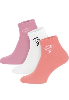 Black Snake 3 Pack Quarter Sneaker Socken Sneakersocken Weiß Rosa Aprikot