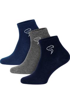 Black Snake 3 Pack Quarter Sneaker Socken Laufsocken Dunkelblau Blau Grau
