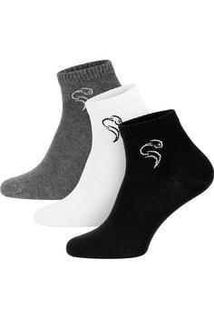 Black Snake 3 Pack Quarter Sneaker Socken Laufsocken Schwarz Grau Weiß