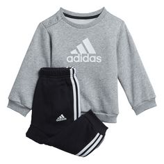 adidas Badge of Sport Jogginganzug Trainingsanzug Kinder Medium Grey Heather / White