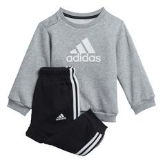 adidas Badge of Sport Jogginganzug Trainingsjacke Kinder Medium Grey Heather / White