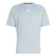 adidas Train Icons 3-Streifen Training T-Shirt Funktionsshirt Herren Wonder Blue / Pulse Lime / White