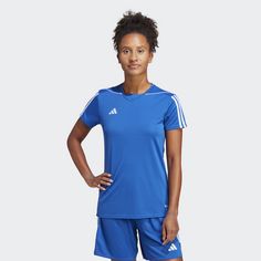 Rückansicht von adidas Tiro 23 League Trikot Fußballtrikot Damen Royal Blue / White