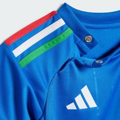 Rückansicht von adidas Italien 24 Mini-Heimausrüstung Fußballtrikot Kinder Blue