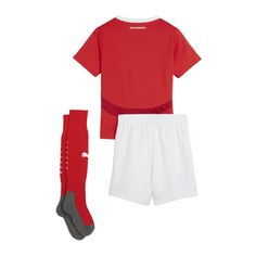 Rückansicht von PUMA Österreich Minikit Home EM 2024 Fußballtrikot Kinder rotweiss