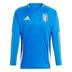 adidas Italien 24 Long Sleeve Heimtrikot Fußballtrikot Herren Blue