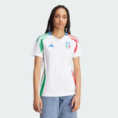 Rückansicht von adidas Italien 24 Auswärtstrikot Fußballtrikot Damen White