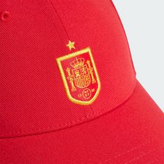 Rückansicht von adidas Spanien Fußballkappe Cap Better Scarlet / Bold Gold