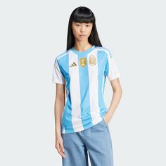 Rückansicht von adidas Argentinien 24 Heimtrikot Fußballtrikot Damen White / Blue Burst