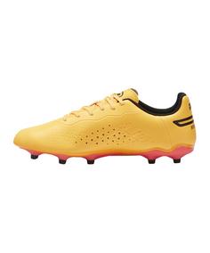 Rückansicht von PUMA KING Match FG/AG The Forever Faster Fußballschuhe orangeschwarz