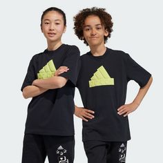 Rückansicht von adidas LOGO T-Shirt Kinder black-pulse lime