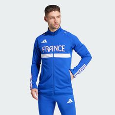 Rückansicht von adidas Team Frankreich Trainingsjacke Windbreaker Herren Semi Lucid Blue