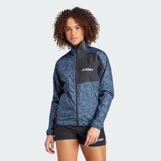 Rückansicht von adidas TRAIL WIND Laufjacke Damen wonder steel-black