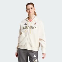 Rückansicht von adidas Team Deutschland Kapuzenjacke Hoodie Damen Non Dyed