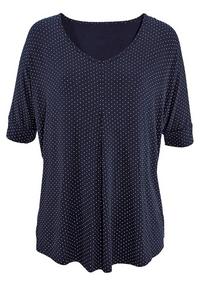 Lascana Kurzarmshirt T-Shirt Damen - navy-gepunktet