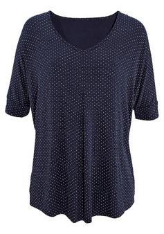 Lascana Kurzarmshirt T-Shirt Damen navy-gepunktet