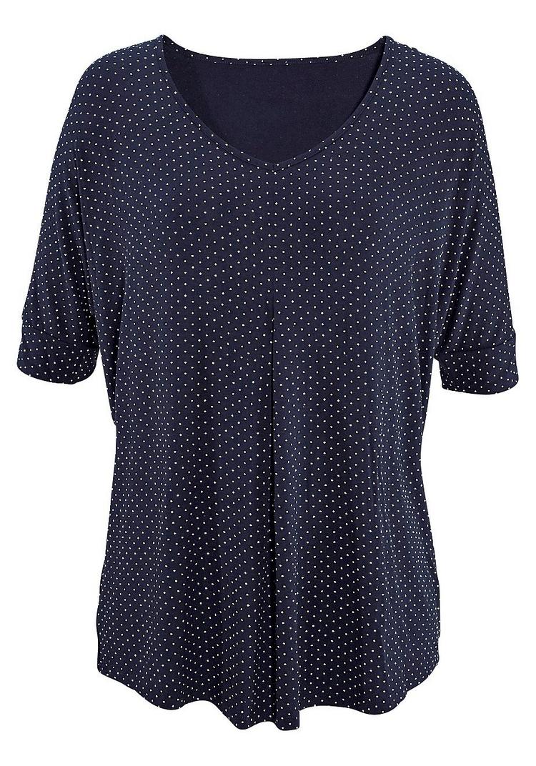 Lascana Lascana Kurzarmshirt T-Shirt Damen - navy-gepunktet - 0 | SportScheck