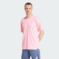 Rückansicht von adidas Team Frankreich Training T-Shirt T-Shirt Herren Pink Spark
