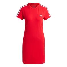adidas Essentials 3-Streifen T-Shirt-Kleid Kurzarmkleid Damen Better Scarlet