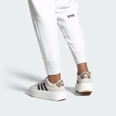 Rückansicht von adidas Grand Court Platform Schuh Sneaker Damen Off White / Carbon / Matte Gold