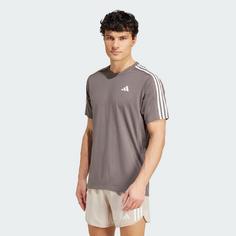 Rückansicht von adidas Own the Run 3-Streifen T-Shirt T-Shirt Herren Charcoal