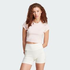 Rückansicht von adidas Lounge Ribbed Crop T-Shirt Croptop Damen Sandy Pink