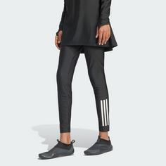 Rückansicht von adidas 3-Streifen Schwimmleggings Badeanzug Damen Black