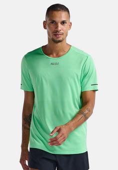Rückansicht von 2XU Light Speed Tech Tee Funktionsshirt Herren spring green-black reflective