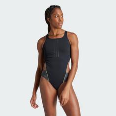 Rückansicht von adidas Extra-Long-Life 3-Streifen Badeanzug Badeanzug Damen Black