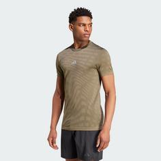 Rückansicht von adidas Gym+ Training Seamless T-Shirt T-Shirt Herren Olive Strata / Shadow Olive