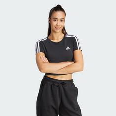Rückansicht von adidas Essentials 3-Streifen T-Shirt T-Shirt Damen Black / White