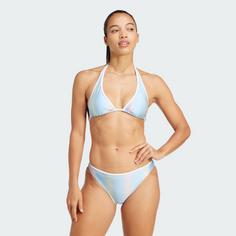 Rückansicht von adidas Tiro Neckholder Bikini Bikini Set Damen Glow Blue / White