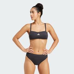 Rückansicht von adidas Iconisea Padded Bandeau Top Bikini Oberteil Damen Black / White