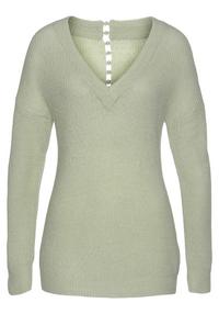 Lascana V-Ausschnitt-Pullover Strickpullover Damen - grau-meliert