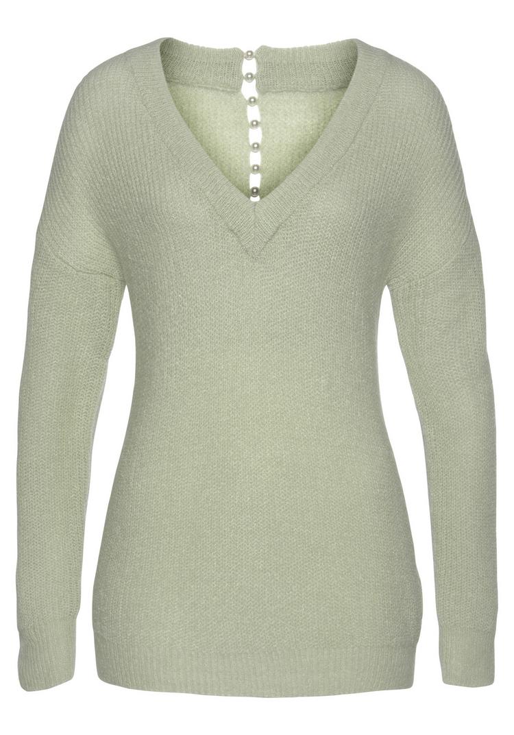 Lascana Lascana V-Ausschnitt-Pullover Strickpullover Damen - grau-meliert - 0 | SportScheck