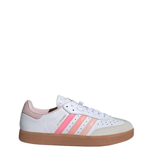 Rückansicht von adidas Velosamba Leather Fahrradschuh Sneaker Cloud White / Sandy Pink / Gold Metallic