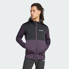Rückansicht von adidas TERREX XPERIOR LIGHT HOODED FLEECEJACKE Fleecejacke Herren Aurora Black / Black