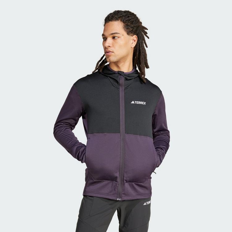 adidas adidas TERREX XPERIOR LIGHT HOODED FLEECEJACKE Fleecejacke Herren - Aurora Black / Black - 0 | SportScheck